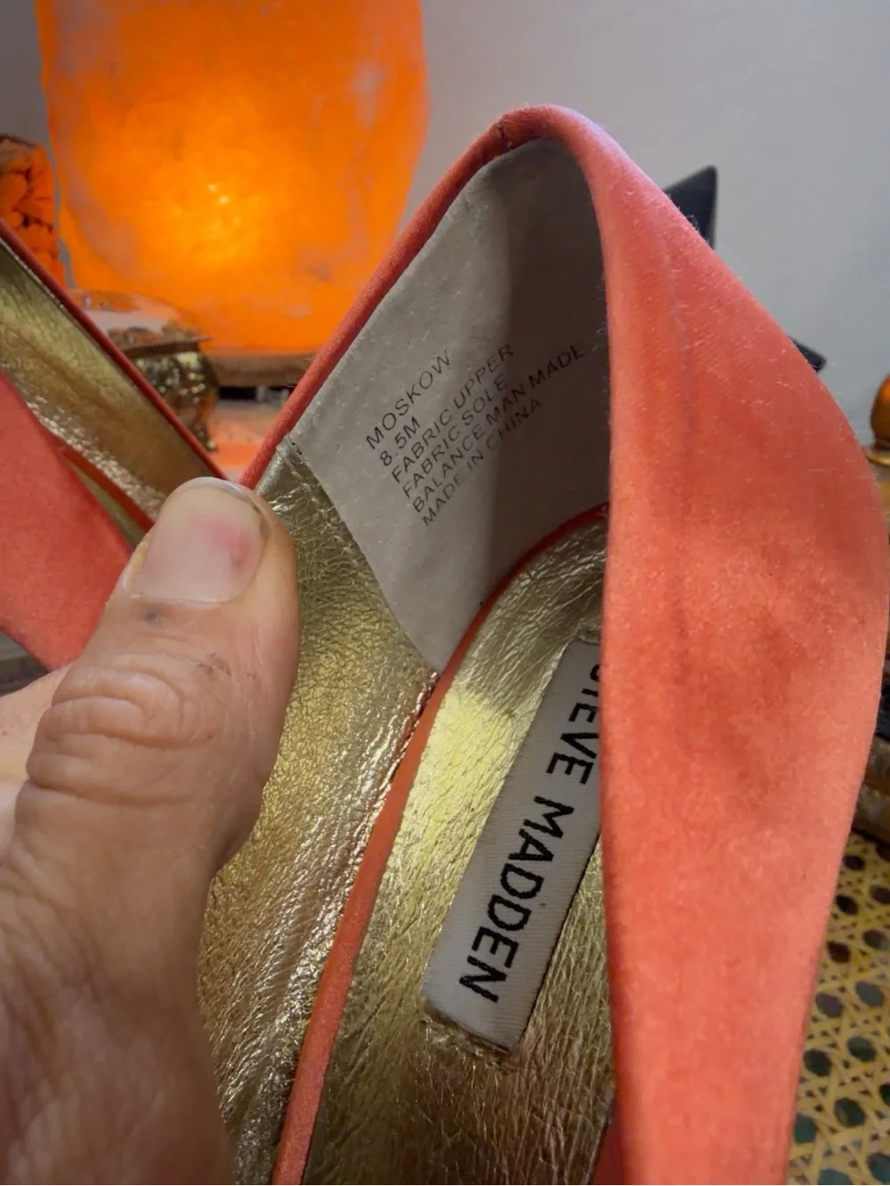Steve Madden Moskow Coral Satin Bow Gold Platform Heels Size 8.5